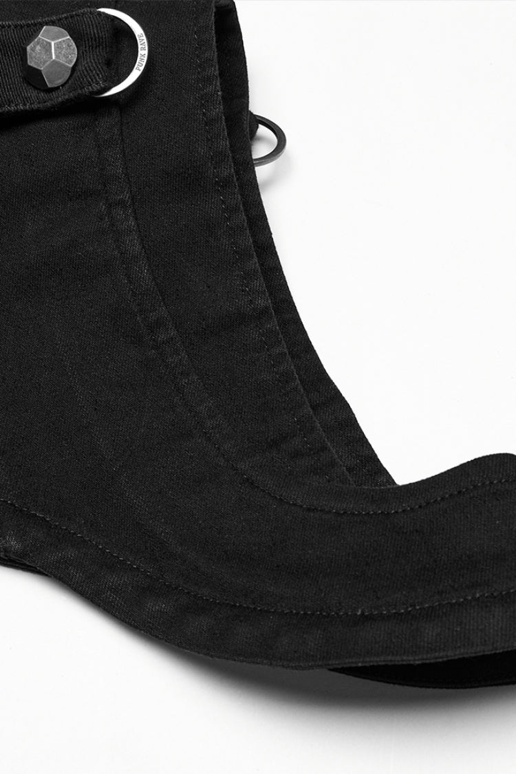 Black Stand Collar Sleeveless Rivet Zipper Men's Punk Cape