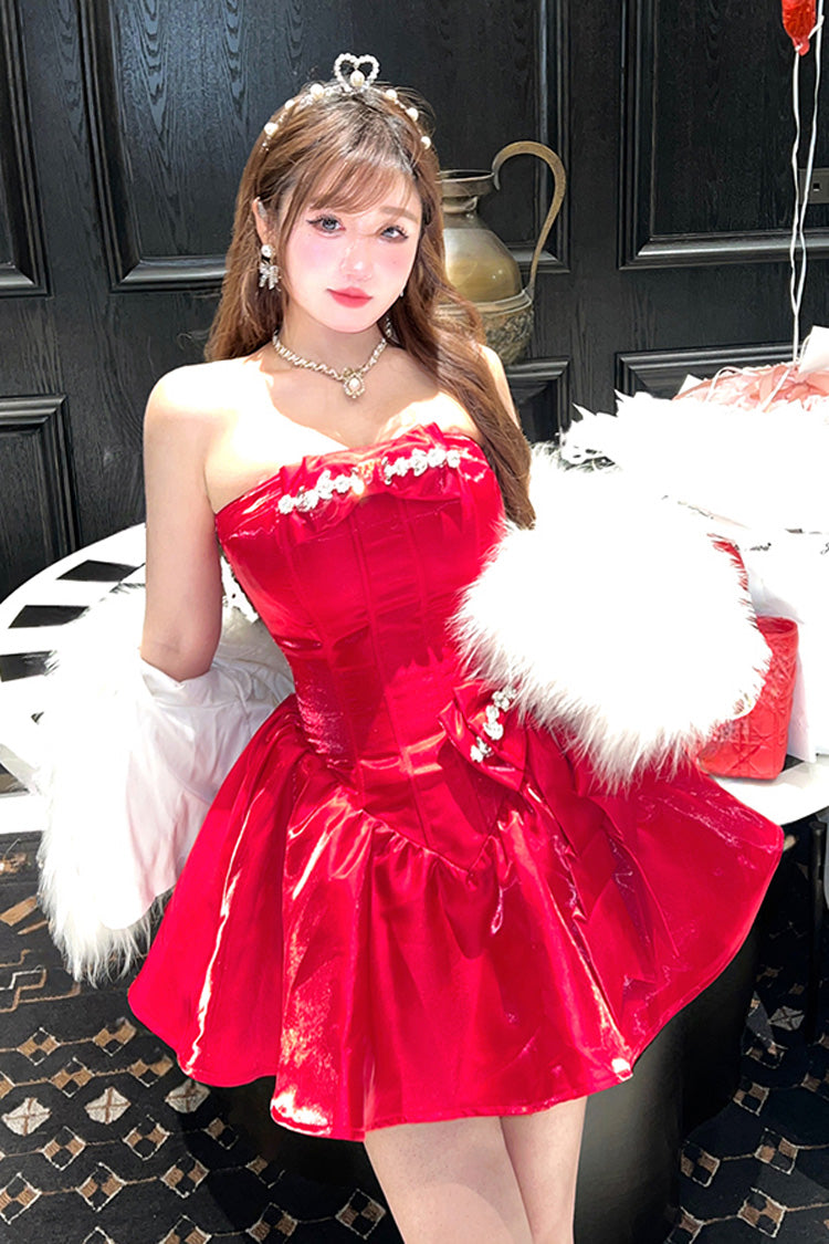 Fragrance Miss Bowknot Sweet Gorgeous Lolita Strapless Dress 2 Colors