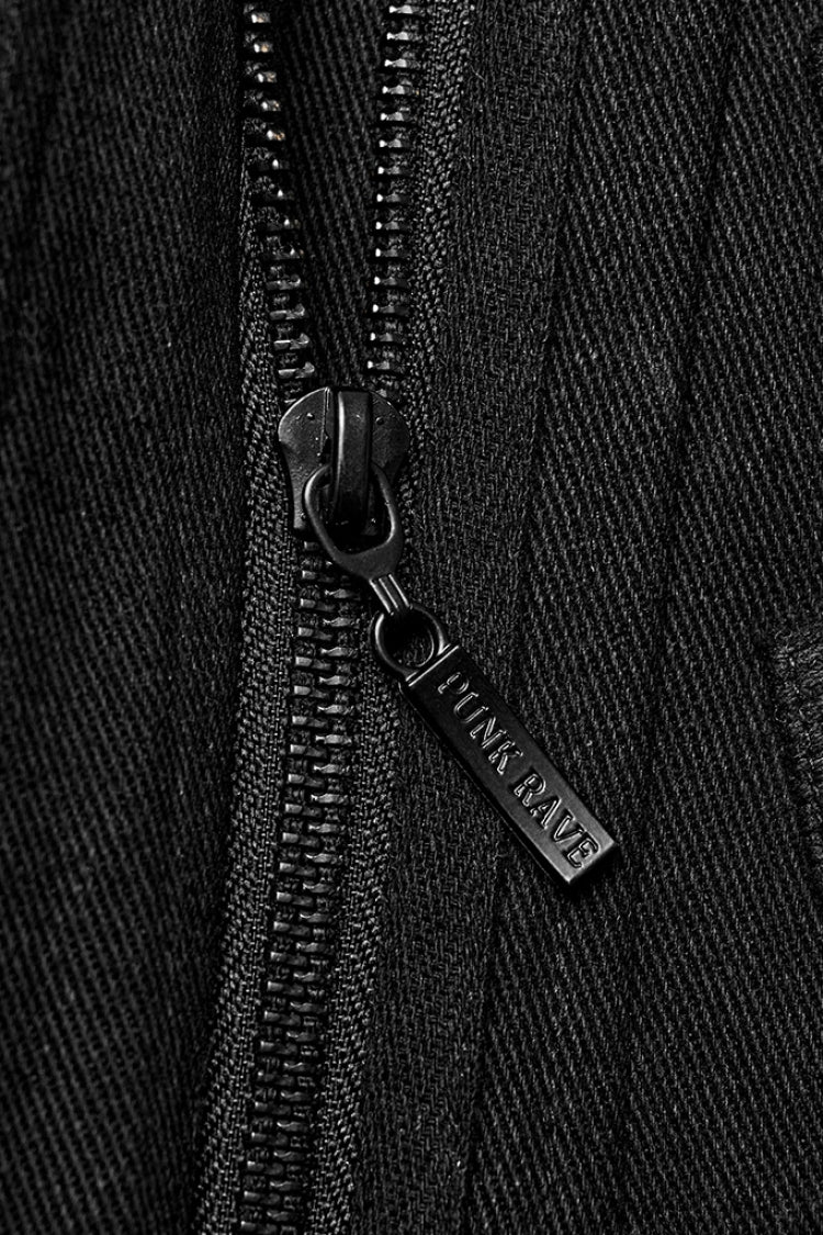Black Lapel Collar Slim Studded Men's Punk Coat