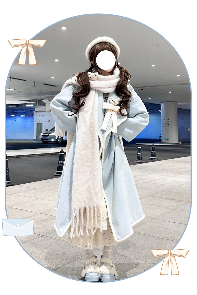 [Cute Bear] Long Sleeves Bowknot Sweet Lolita Long Coat 2 Colors