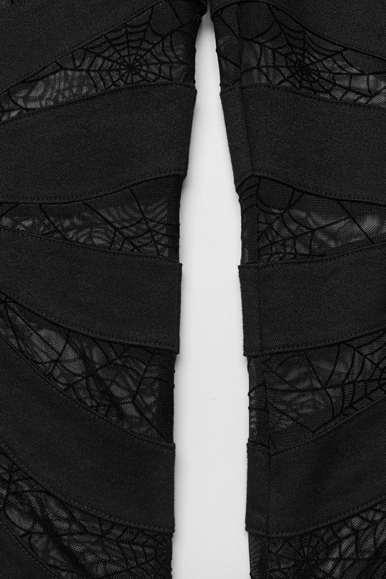 Spiderweb Claw Print Mesh Women's Gothic Flared Pants 2 Colors