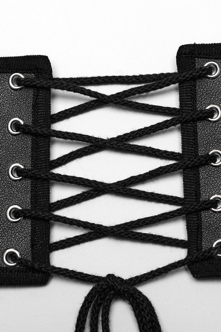 Schwarzes Schnür-Doppel-Schnallen Herren-Punk-Korsett 