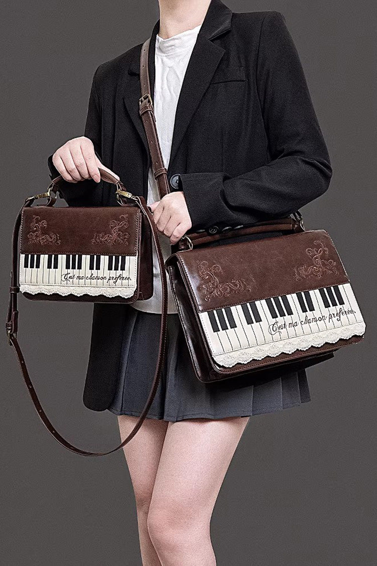 ブラウン ピアノ刺繍レース ヴィンテージ ロリータ バックパック