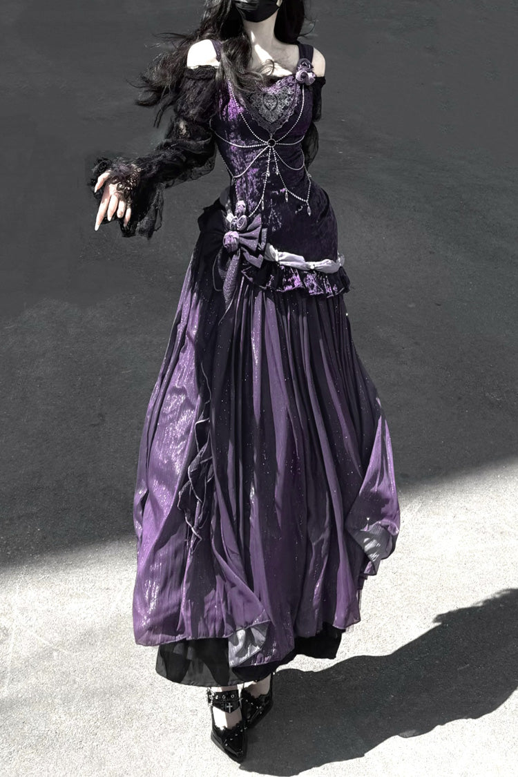 Purple [Madame Butterfly] Ruffle Bowknot Lace Sweet Elegant Gorgeous Lolita Jsk Dress