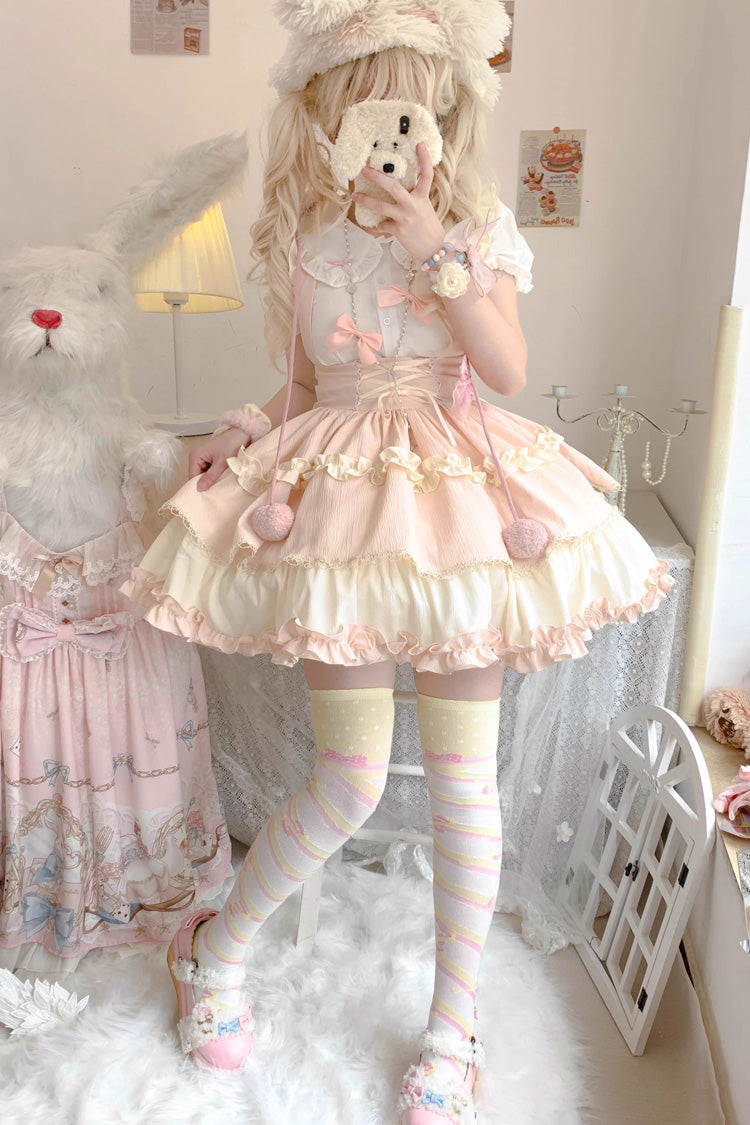 Strappy Doll Collar Ruffle Sweet Lolita Tiered Skirt 7 Colors