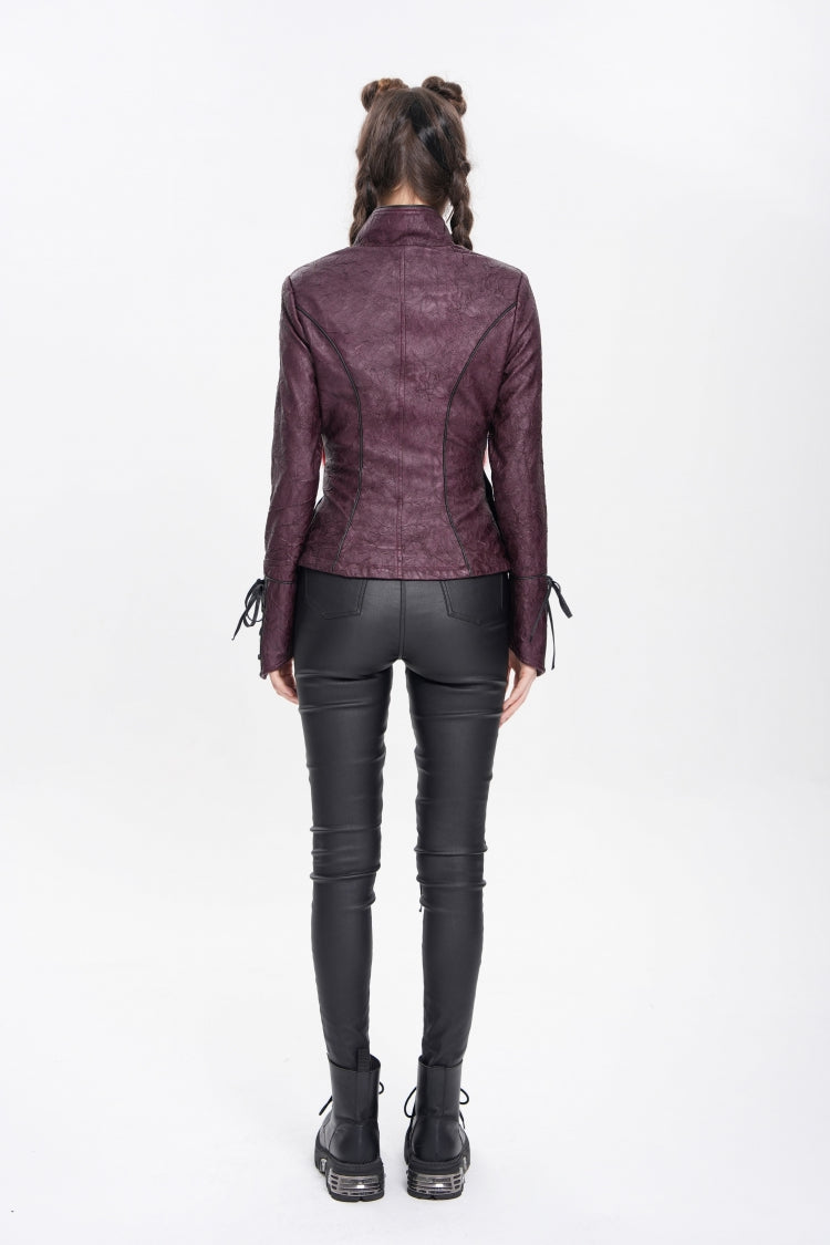 Red Pentacle Lace-Up Buckle Women's Punk Jacket