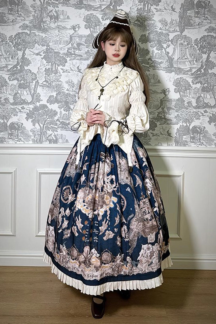 Pirate Series Navigation Treasure Hunting Guide Print Ruffle Sweet Classic Lolita Skirt 4 Colors