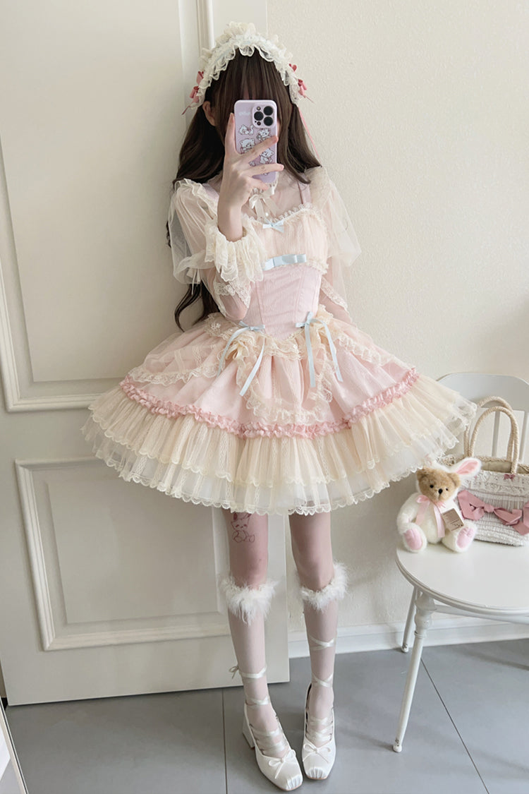 [Flower Season] Bowknot Lace Sweet Ballet Lolita Jsk Dress 4 Colors