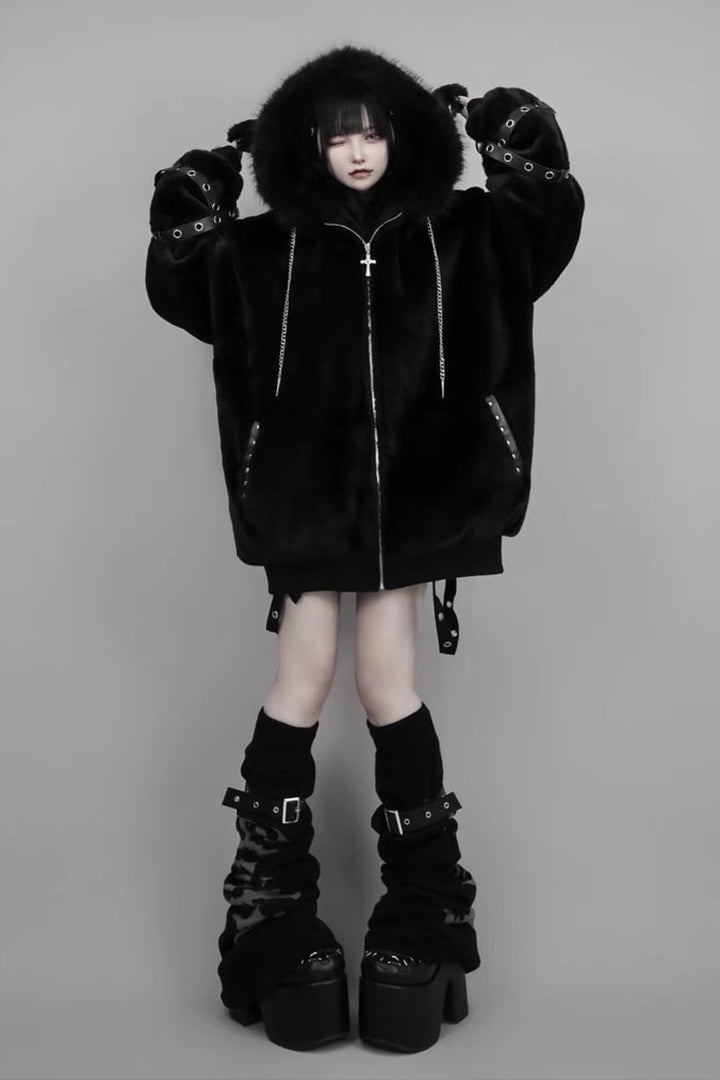 ジャケット・アウター 00s gothic punk lolita fur jacket y2k Amazon.com: KFVIM Y2k Zip up Hoodie Fur Graphic Jacket Emo
