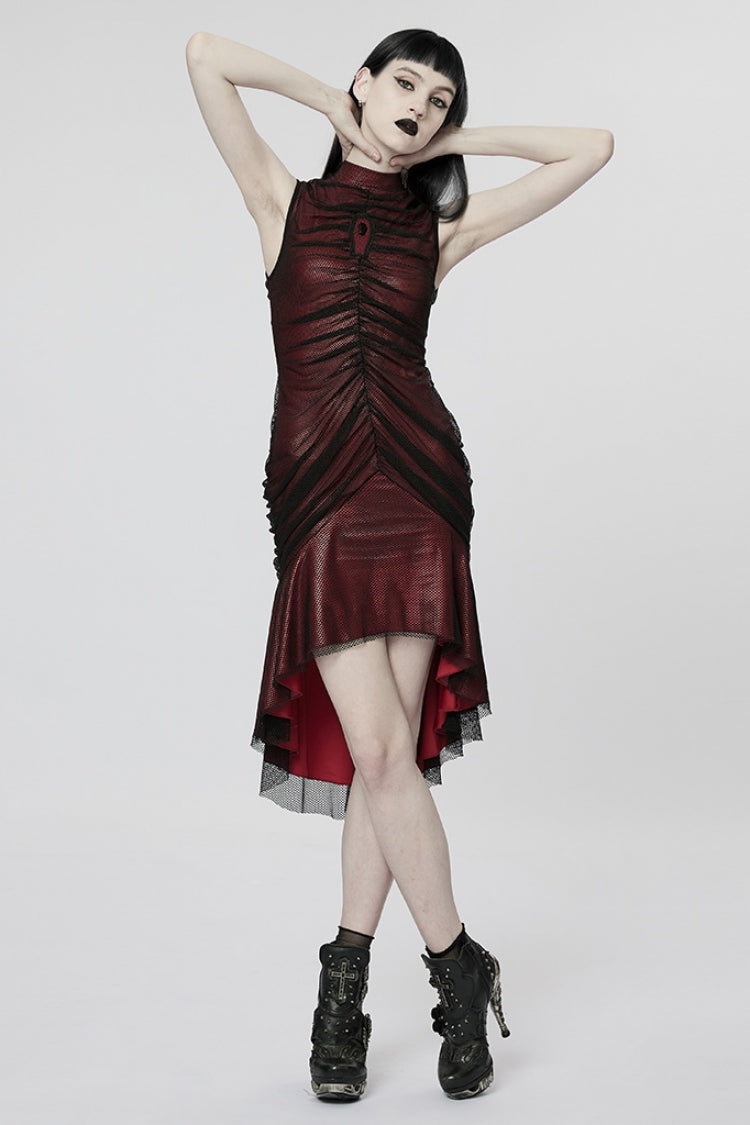Sleeveless Slim Mesh Fishtail Women's Gothic Dress 2 Colors