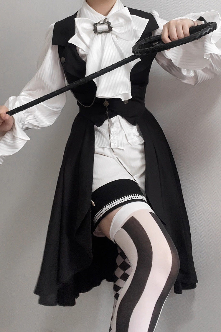 Black [Moonstone] Sleeveless Ruffle Ouji Gothic Prince Lolita Long Vest