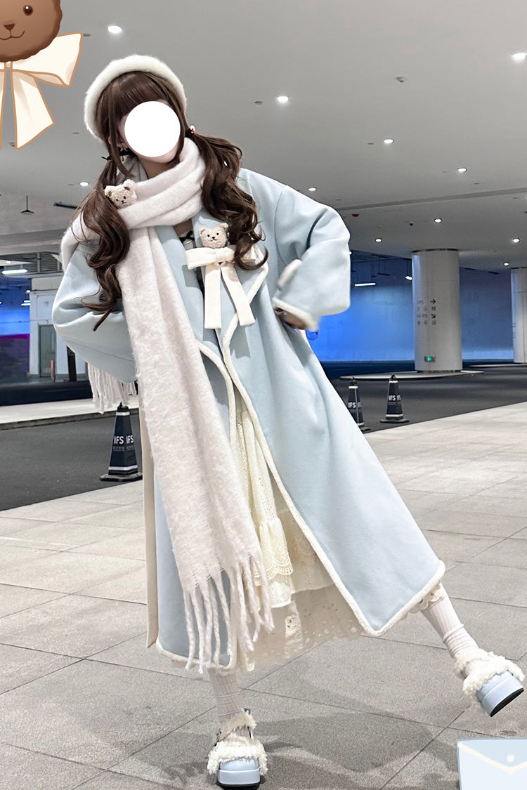 [Cute Bear] Long Sleeves Bowknot Sweet Lolita Long Coat 2 Colors