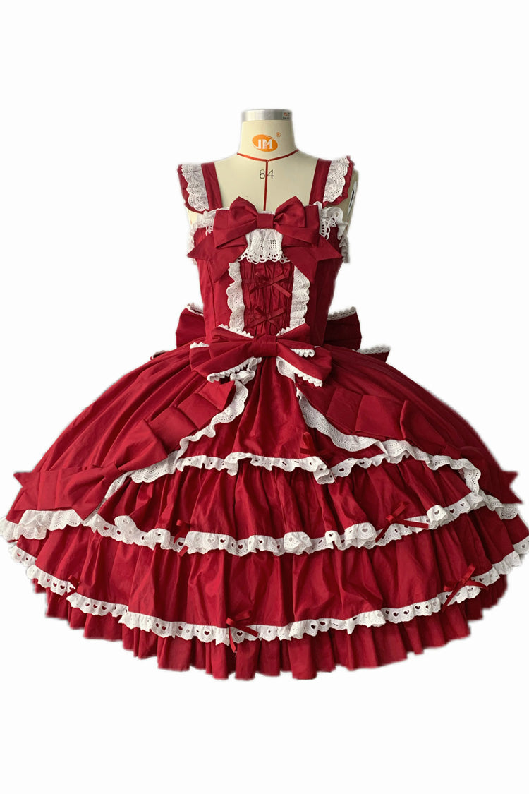 [Grisha] Gilet sans manches à volants triple couche avec nœud en dentelle douce taille plus robe Lolita Jsk 3 couleurs 