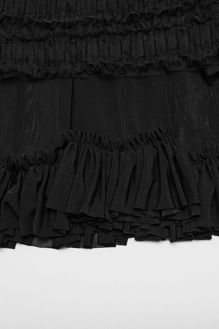 Black Ruffle Stitching Mesh Women's Gothic Leg Warmers
