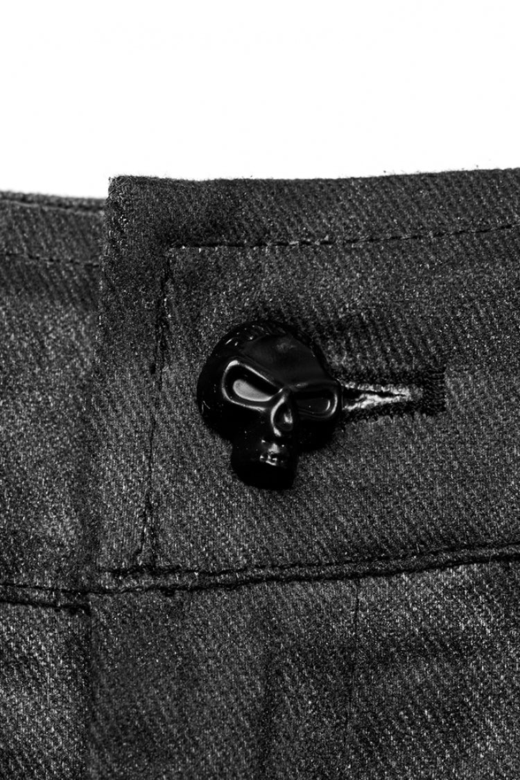 Black Lace-Up Straps  Big-pocket Men's Punk Pants