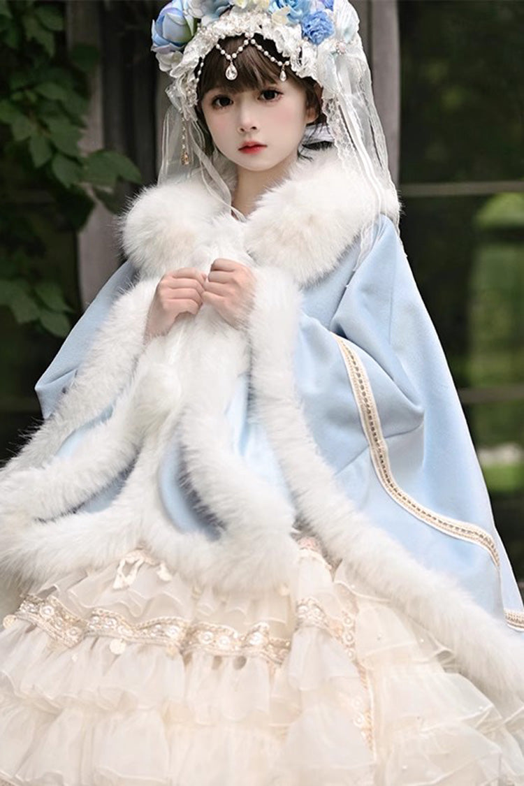 [Snowflake Ballad] Sweet Princess Fur-Collar Lolita Coat Cloak 7 Colors