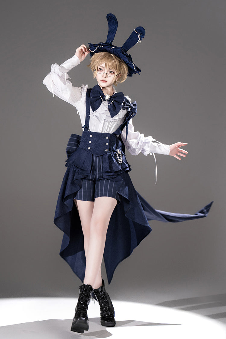 Blue Rabbit Theater Vertical Stripes Print Ouji Fashion Sweet Prince Cool Lolita Shorts