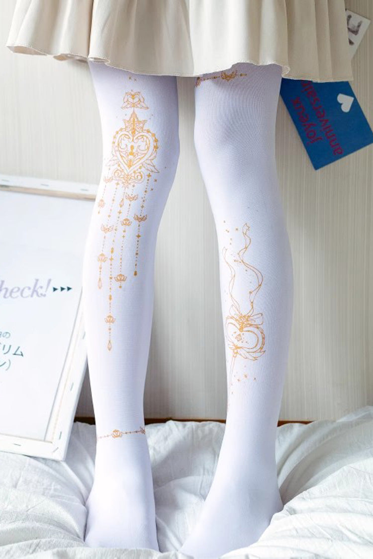 White Hot Stamping Print Sweet Lolita Pantyhose 11 Styles