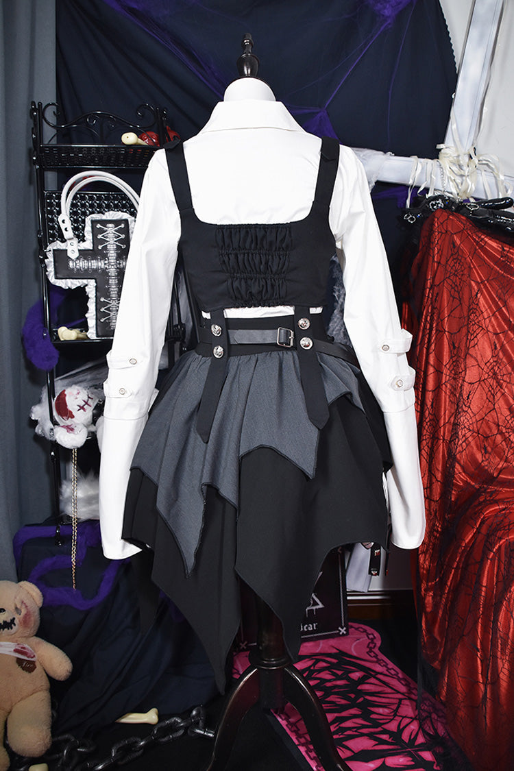 White/Black NSA Agent Gothic Irregular Lolita Skirt Set