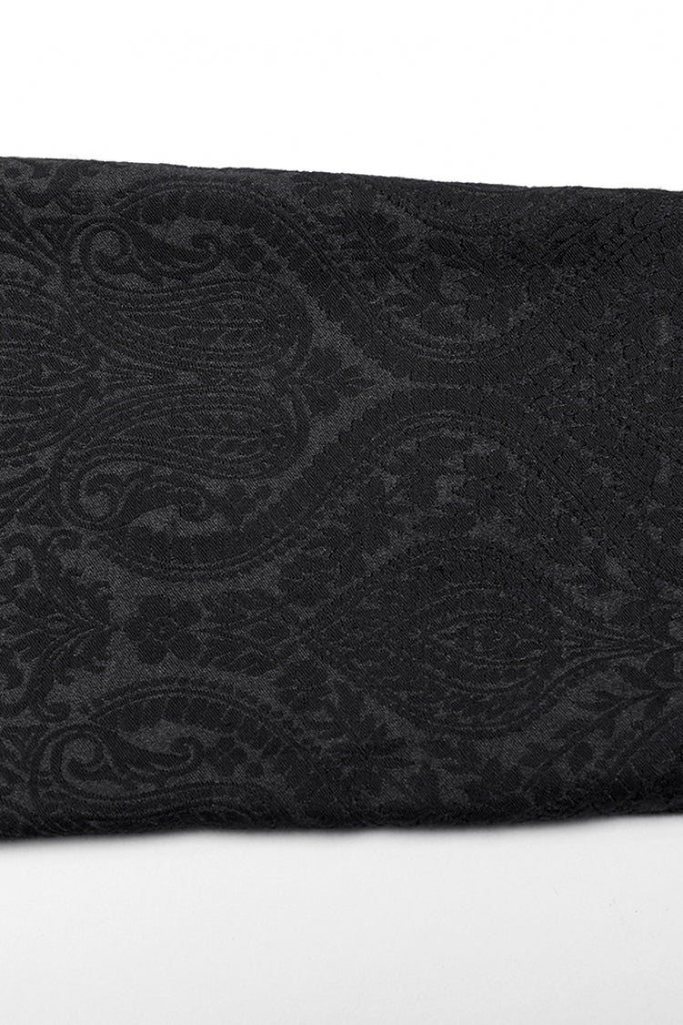 Black Jacquard Floral Print Decal Decoration Men's Gothic Pants