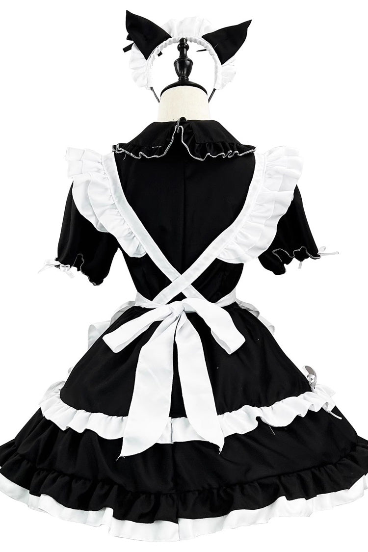 Black/White Maid Short Sleeves Ruffle Plus Size Sweet Lolita Dress