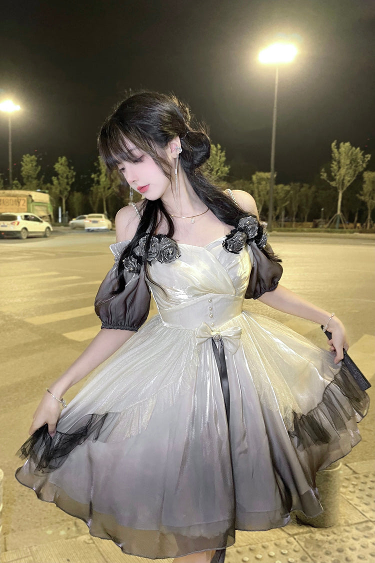 Gradient Gorgeous Bowknot Strawberry Princess Hanayome Short Sweet Lolita Jsk Dress 4 Colors