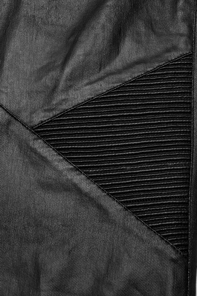 Black Zipper Men's Punk Faux Leather Pants