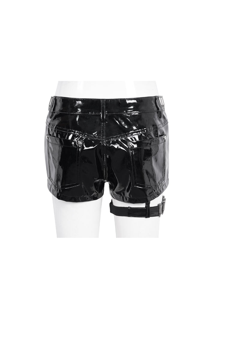 Black Slim Womens Steampunk Shorts