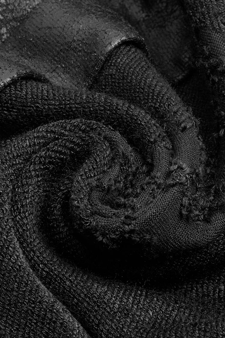 Black Stand Collar Long Sleeves Asymmetric Design Stitching Irregular Womens Steampunk Coat