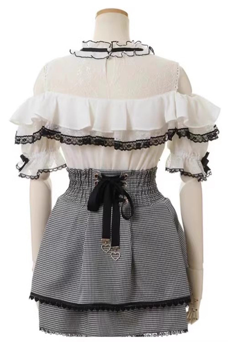 Double Bowknot Ruffle Slim Sweet Jirai Kei Skirt 3 Colors