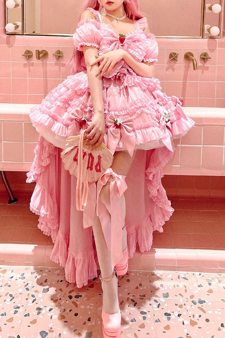Pink Strawberry Magic Girl Party Theme Cute Sweet Princess Lolita Strapless Dress