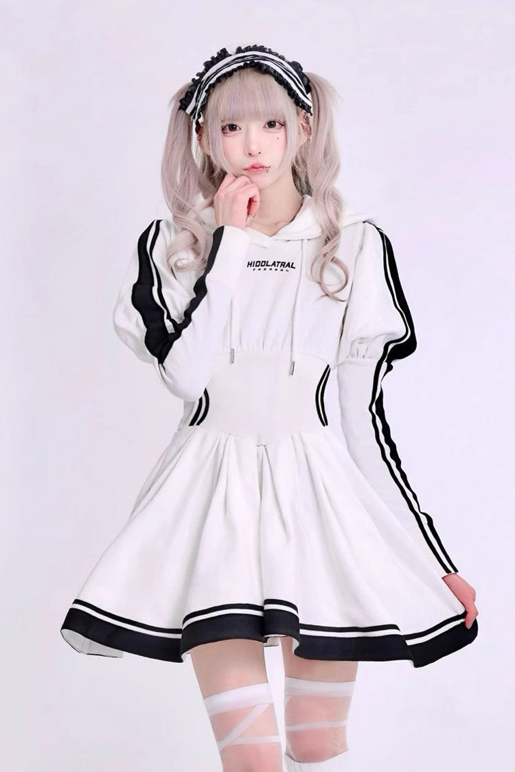 Japanese Long Sleeves Ruffle Bowknot Punk Jirai Kei Sweater Dress 3 Colors