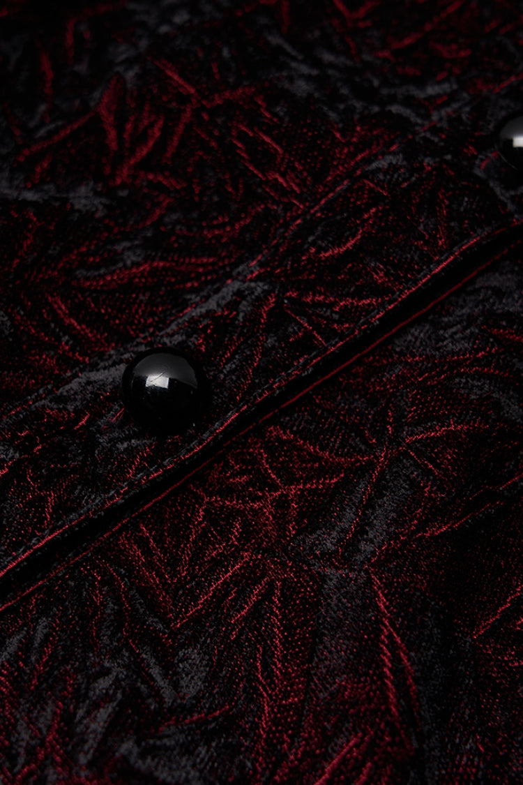 Black/Red Stand Collar Floral Embroidery Lace Women's Gothic Blouse