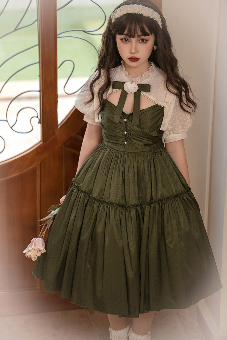 Dark Green Noble Retro Elegant Country Poetry Classic Lolita Dress
