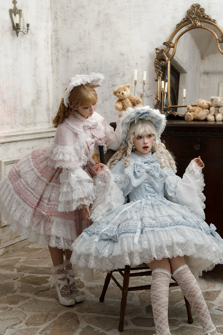 Blue [Reinas] Sleeveless Ruffle Bowknot Lace Sweet Lolita Jsk Dress