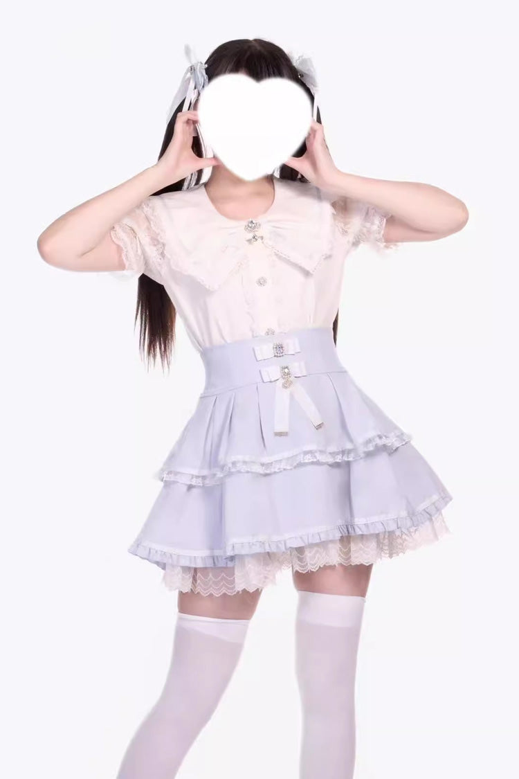 [Fruit Candy] Ruffle Bowknot Lace Sweet Jirai Kei Japanese Skirt 5 Colors