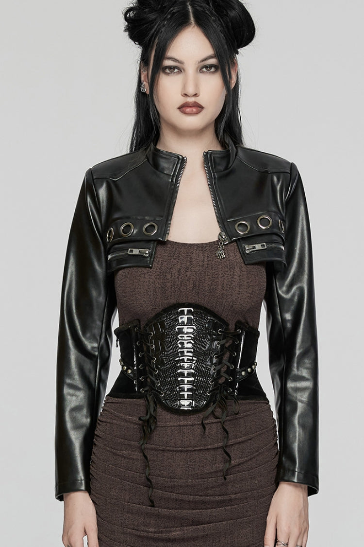 Black Skeleton Lace-Up Women's Punk Underbust Corset