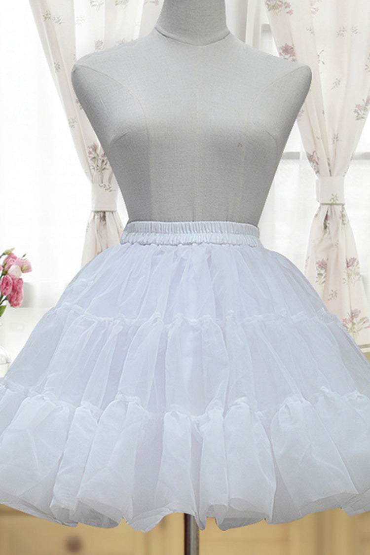 White Short Glass Yarn Bubble Lolita Petticoat