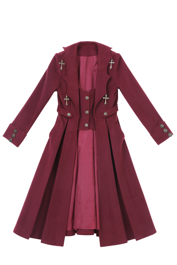 Dark Red [The Legend of Dracula] Long Sleeves Gothic Prince Handsome Cool Ouji Lolita Coat