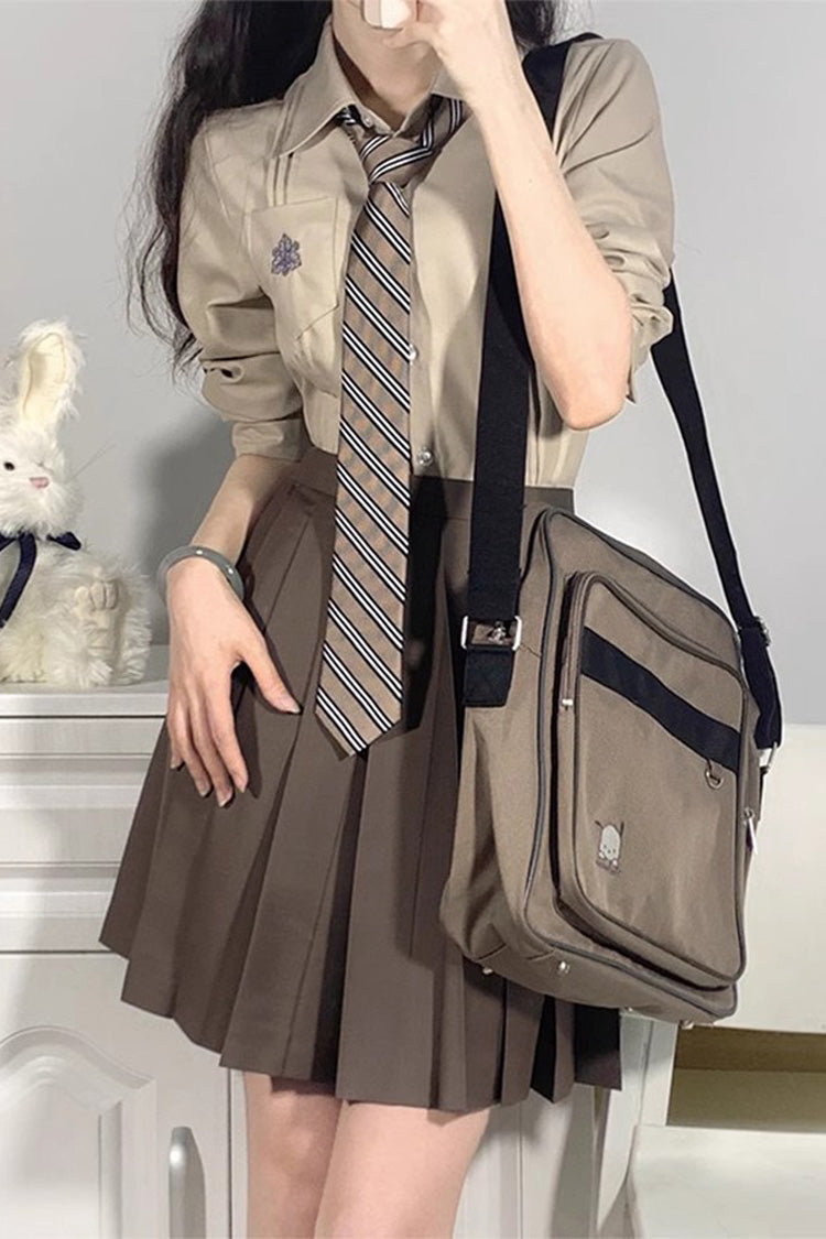 Brown College Style Sweet Japanese School Pleated Skirt