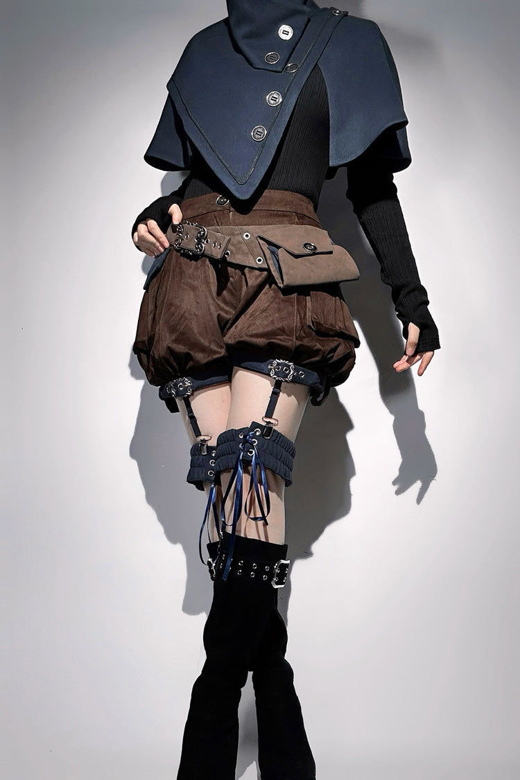 Mehrfarbiges [Windward Falcon] Stehkragen-Langarm-Asymmetrisches, klassisches, gotisches, cooles Ouji-Lolita-Set