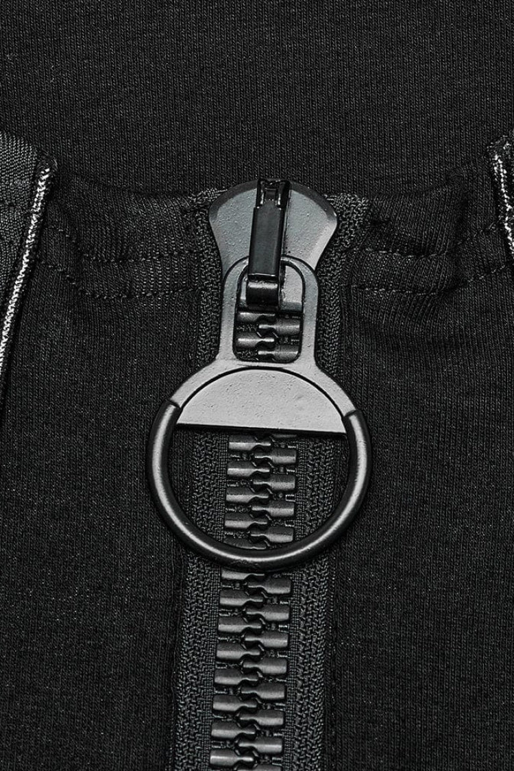 Black Sleeveless Stitching Zipper Mens Steampunk Vest