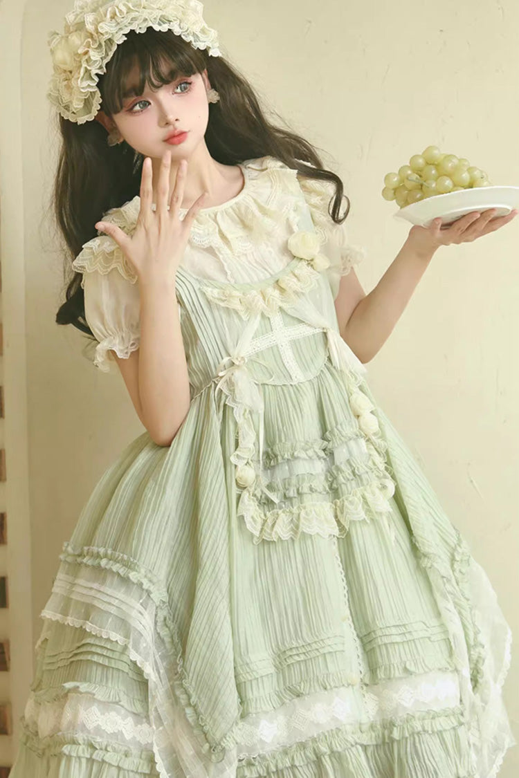 Green Doll Window Ruffle Sweet Lolita Jsk Tiered Dress
