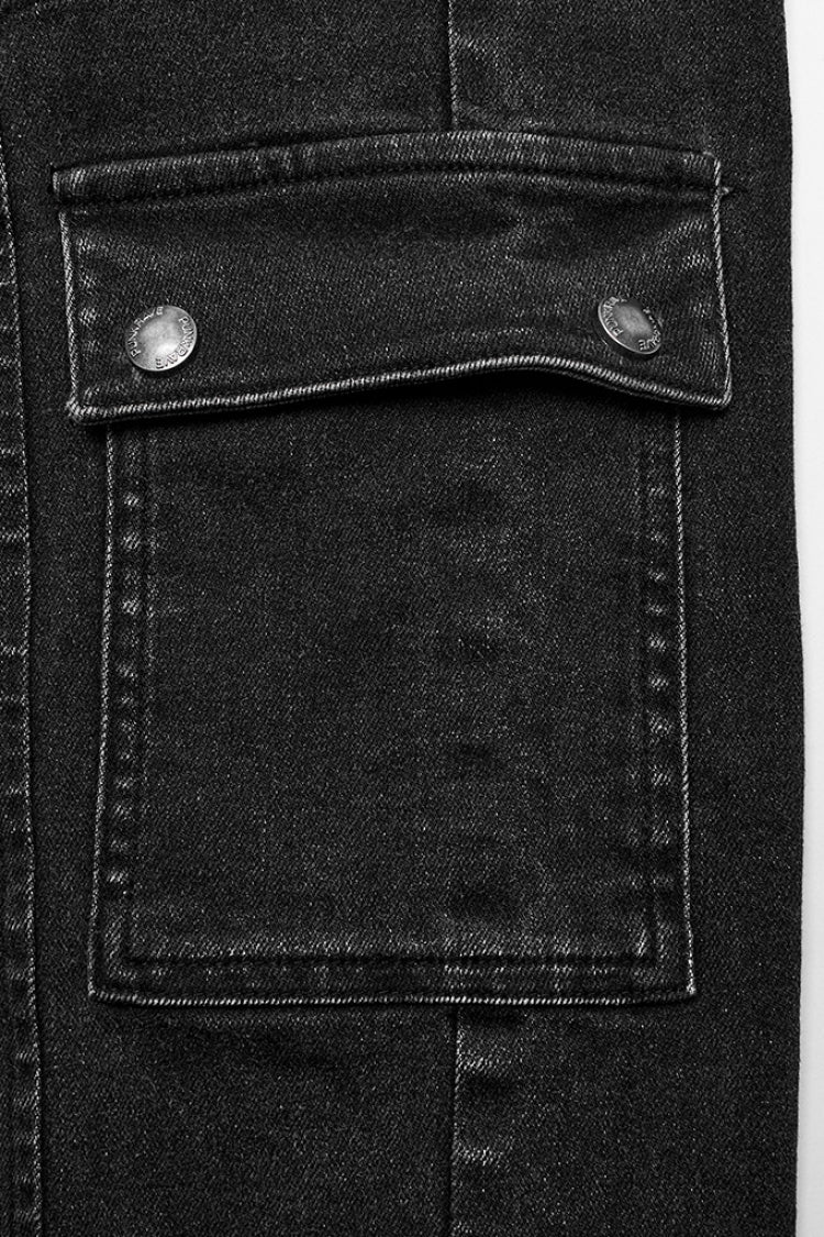 Black Multi-pockets Pleated Men's Punk Pants