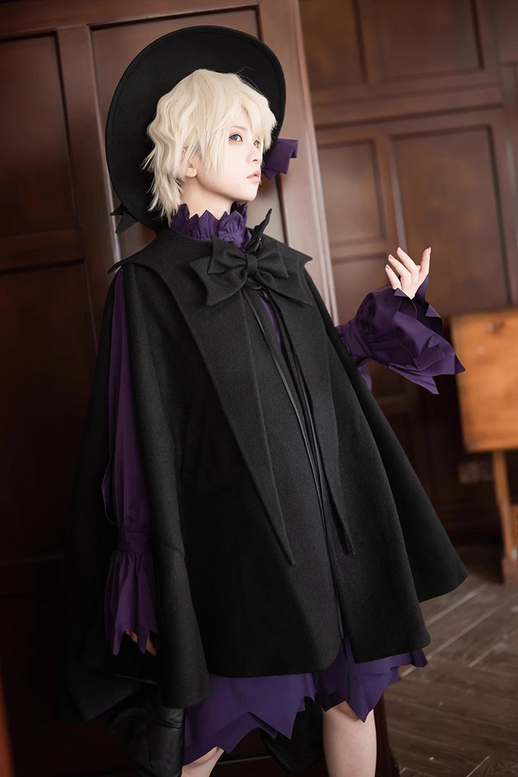 Schwarzer Woll-Lolita-Umhang von Ouji Fashion