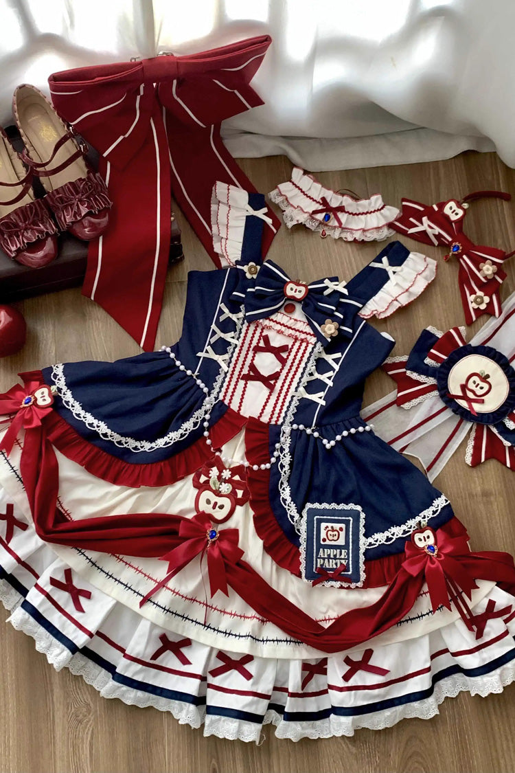 Multi-Color [Witch Gina] Print Ruffle Bowknot Sweet Princess Lolita Dress Set