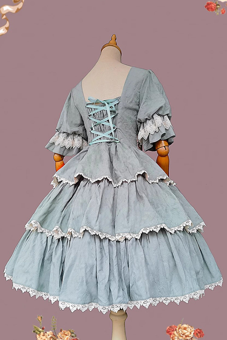 Tulip Print Embroidery Short Sleeves Multi-layer Sweet Elegant Lolita Jsk Dress 3 Colors