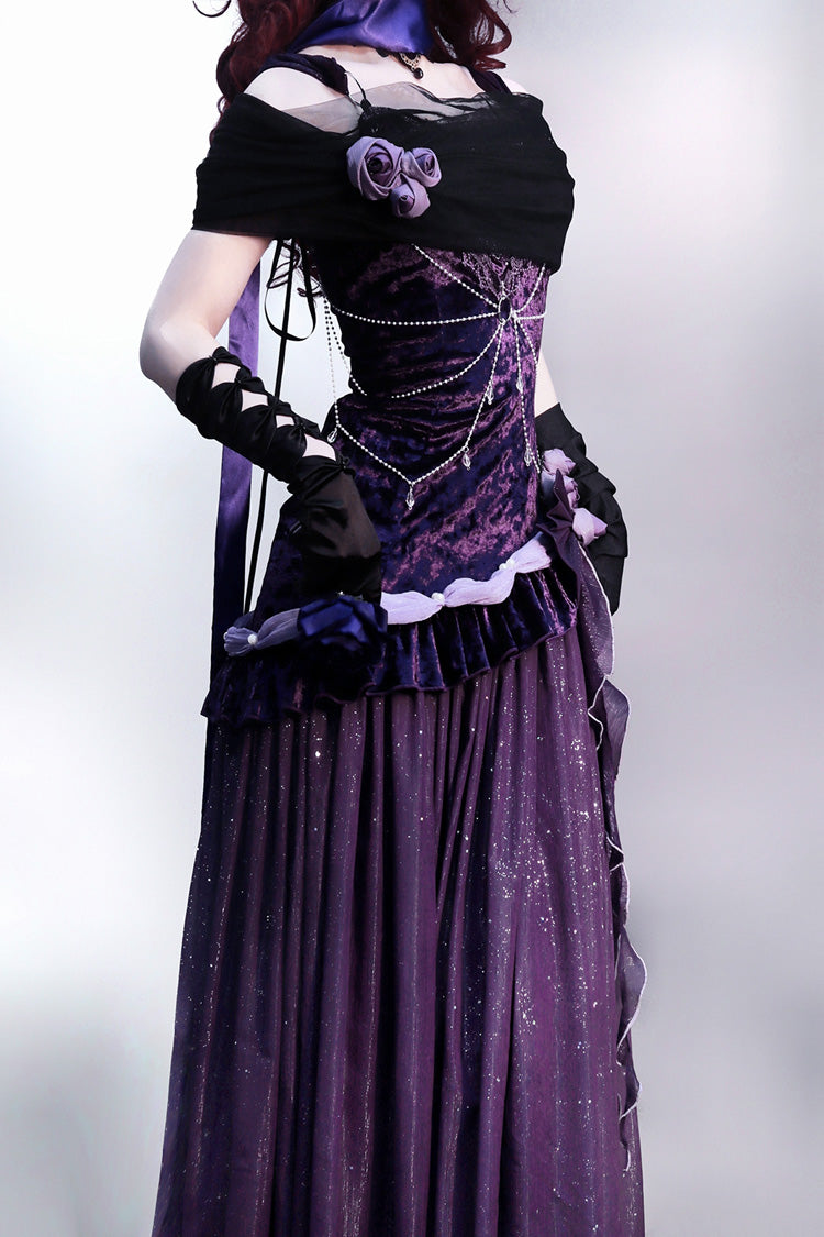 Purple [Madame Butterfly] Ruffle Bowknot Lace Sweet Elegant Gorgeous Lolita Jsk Dress