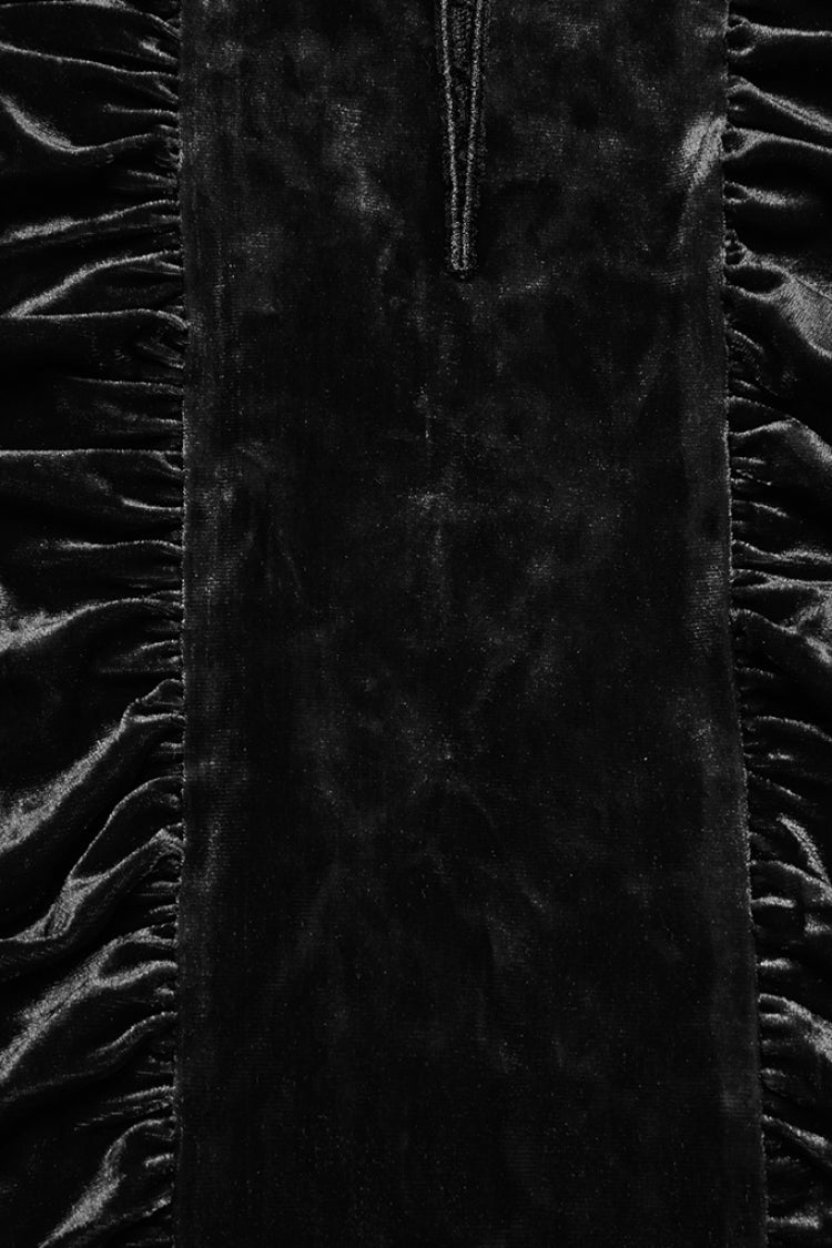 Black Long Sleeves Hollow Cross Stitching Lace Hooded Women's Gothic Dress