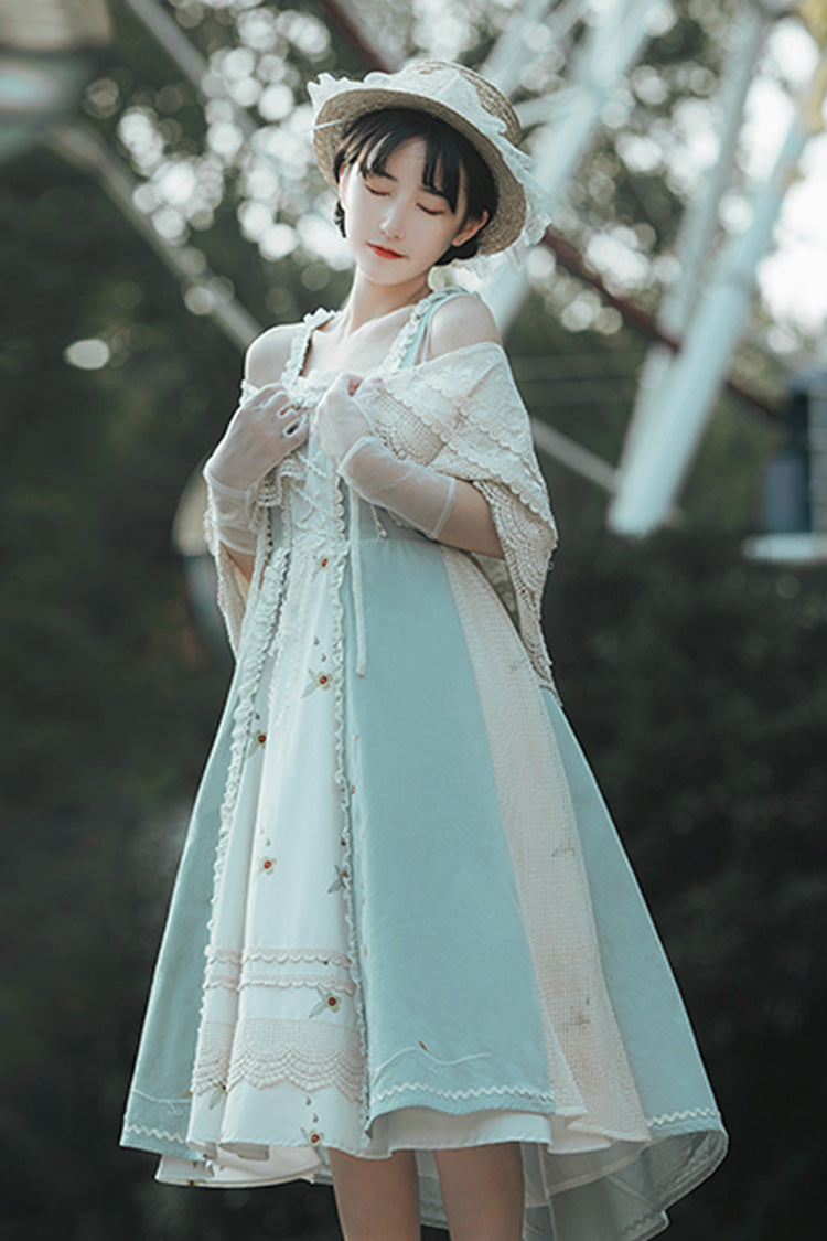Multi-Color Vintage Pastoral Lace Floral Classic Lolita Jsk Dress